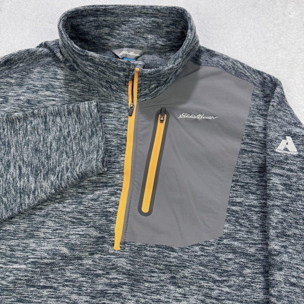 Eddie Bauer Mens‎ 1/4 Zip Pullover Sweater Polyester Gray Size XL First Ascent
